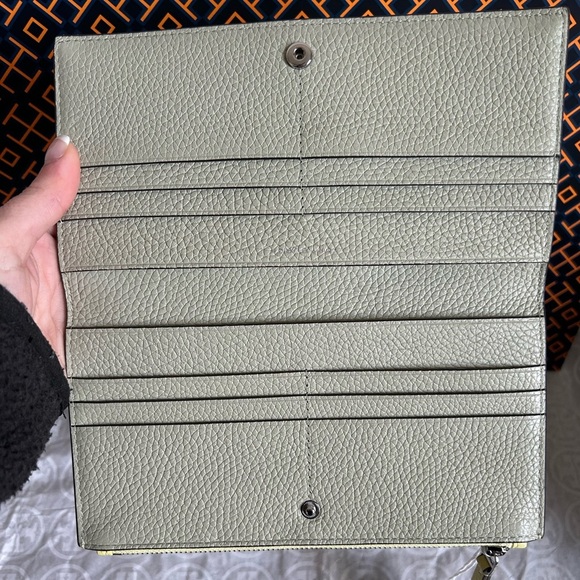 Tory Burch Blake Color Block Slim Envelope Wallet Pastel Yellow Pinefrost Silver - Picture 6 of 10